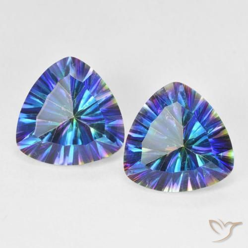 Gemme di Quarzo mistico Multicolore Blu naturale da 5.94 ct, Taglio trillion, VS