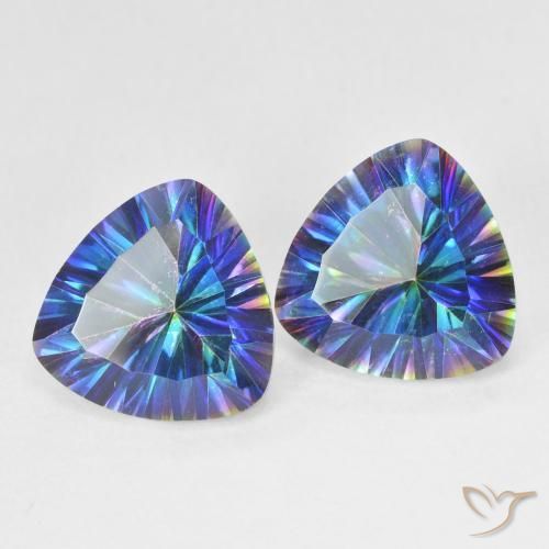 Gemme di Quarzo mistico Multicolore Blu naturale da 5.94 ct, Taglio trillion, VS