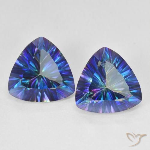 Gemme di Quarzo mistico Multicolore Blu naturale da 6.11 ct, Taglio trillion, VS