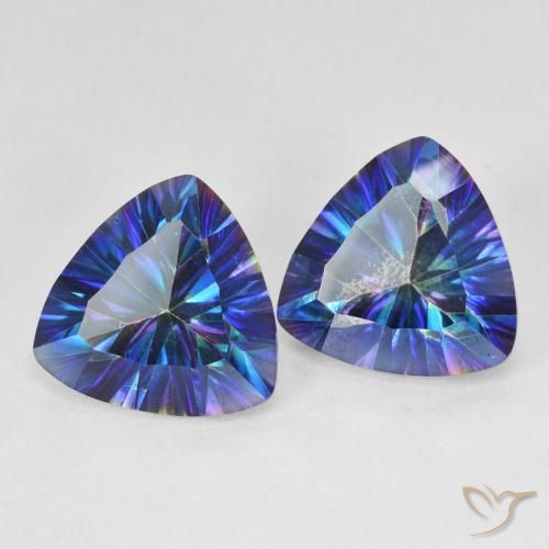 Gemme di Quarzo mistico Multicolore Blu naturale da 6.11 ct, Taglio trillion, VS