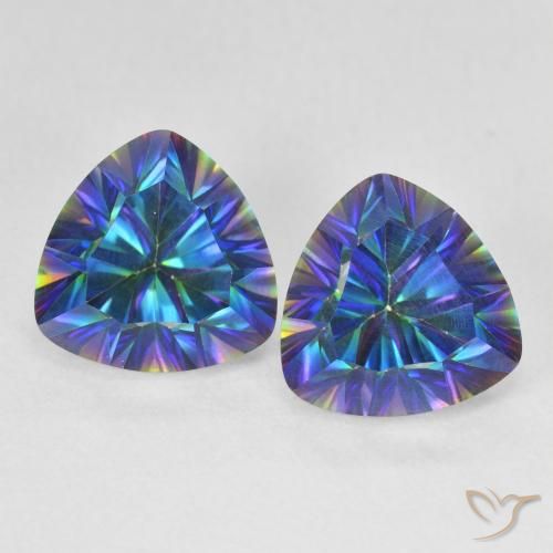 5.24ctw Naturale Multicolore Blu Quarzo mistico, Taglio trillion, VS