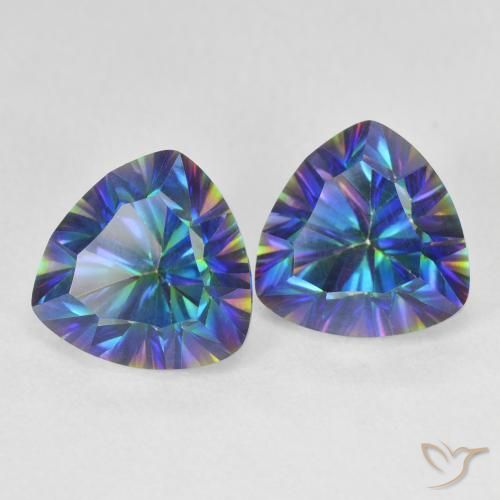 Gemme di Quarzo mistico Multicolore Blu naturale da 5.24 ct, Taglio trillion, VS