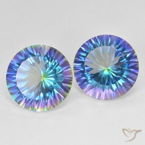 Gemme di Quarzo mistico Multicolore Blu naturale da 11.68 ct, Rotondo, VS