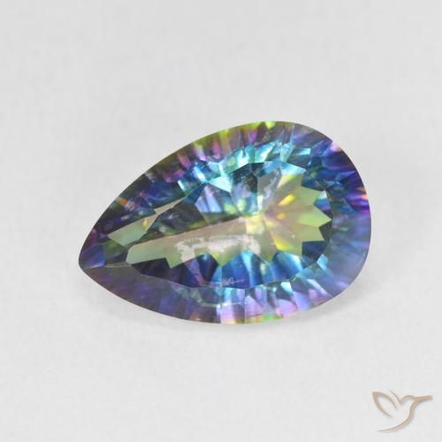 3.17ct Naturale Multicolore Blu Quarzo mistico, Forma a pera, VS