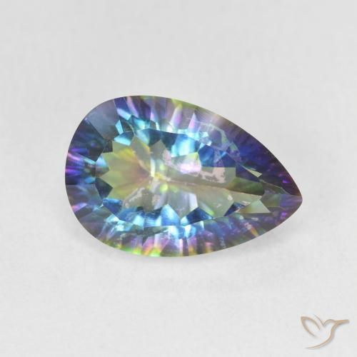 Quarzo mistico Multicolore Blu naturale da 3.17 ct, Forma a pera, VS