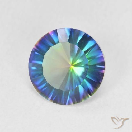 Quarzo mistico Multicolore Blu naturale da 1.58 ct, Rotondo, VVS