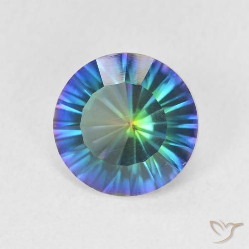 Quarzo mistico naturale multicolore da 1,59 ct, taglio rotondo, VS