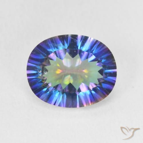 Quarzo mistico naturale multicolore da 3,26 ct, taglio ovale, VS