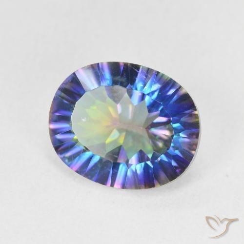 Quarzo mistico naturale multicolore da 3,26 ct, taglio ovale, VS