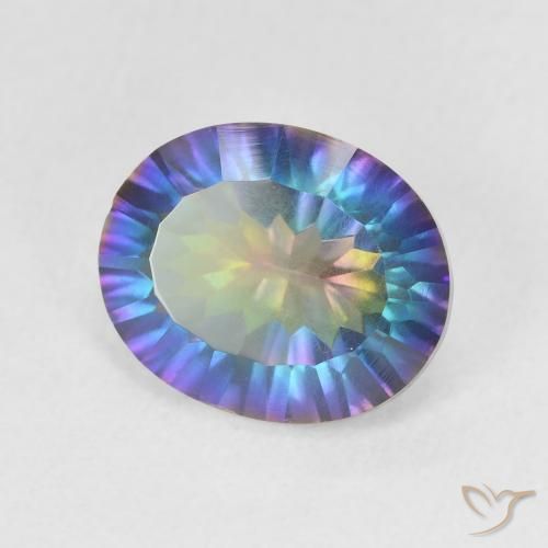 Quarzo mistico Multicolore Blu naturale da 3.21 ct, Ovale, VS