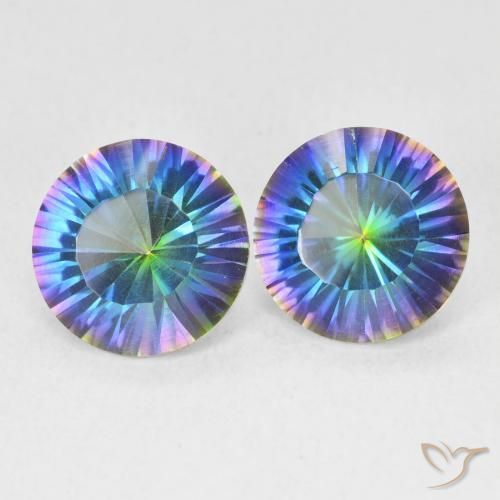 Gemme di Quarzo mistico Multicolore Blu naturale da 3.24 ct, Rotondo, VVS-VS