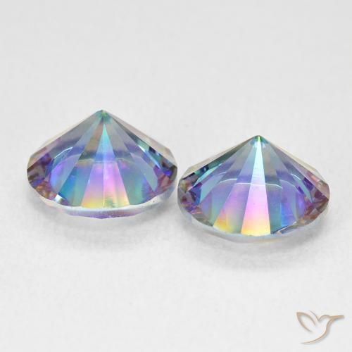 Gemme di Quarzo mistico Multicolore Blu naturale da 3.24 ct, Rotondo, VVS-VS