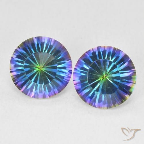 3.26ctw Naturale Multicolore Blu Quarzo mistico, Rotondo, VVS-VS