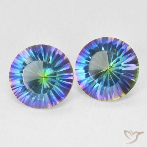 Gemme di Quarzo mistico Multicolore Blu naturale da 3.26 ct, Rotondo, VVS-VS