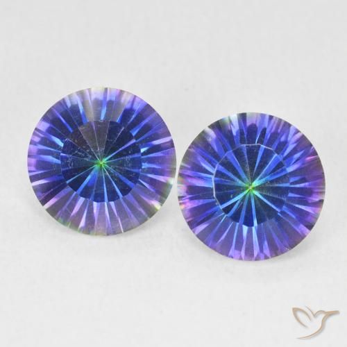 3.46ctw Naturale Multicolore Blu Quarzo mistico, Rotondo, VVS-VS