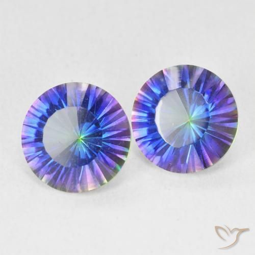Gemme di Quarzo mistico Multicolore Blu naturale da 3.46 ct, Rotondo, VVS-VS
