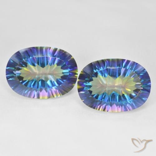 Quarzo mistico naturale multicolore da 25,03 ct, taglio ovale, VS