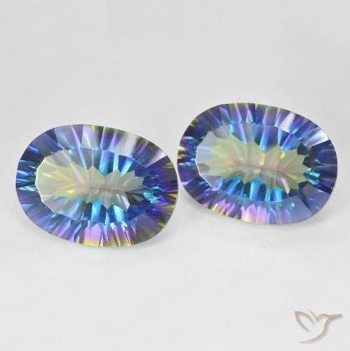 Quarzo mistico naturale multicolore da 25,03 ct, taglio ovale, VS