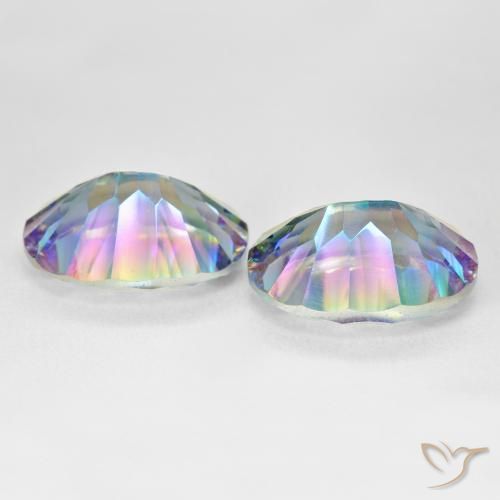 Quarzo mistico naturale multicolore da 25,03 ct, taglio ovale, VS