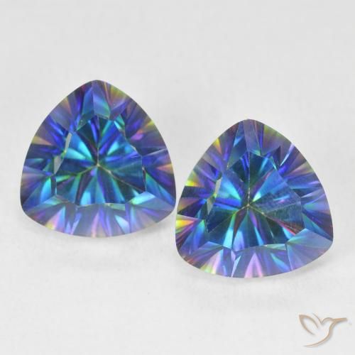Gemme di Quarzo mistico Multicolore Blu naturale da 5.35 ct, Taglio trillion, VVS-VS