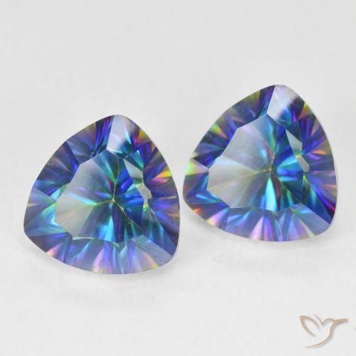Gemme di Quarzo mistico Multicolore Blu naturale da 5.35 ct, Taglio trillion, VVS-VS
