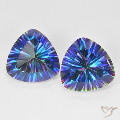 6.06ctw Naturale Multicolore Blu Quarzo mistico, Taglio trillion, VVS-VS