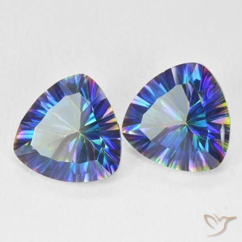 Gemme di Quarzo mistico Multicolore Blu naturale da 6.06 ct, Taglio trillion, VVS-VS