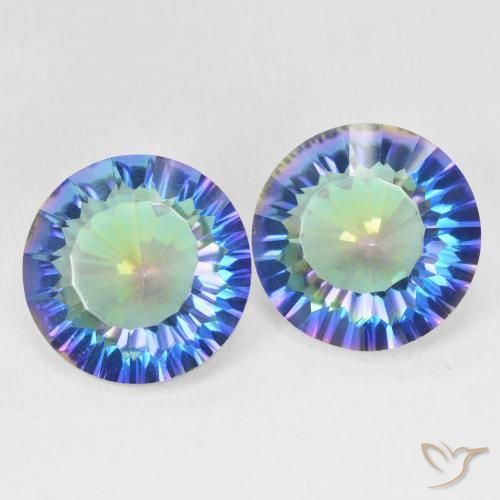 Gemme di Quarzo mistico Multicolore Blu naturale da 10.50 ct, Rotondo, VVS-VS