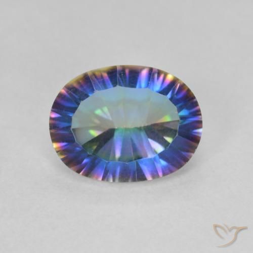 1.64ct Naturale Multicolore Quarzo mistico, Ovale, VVS-VS