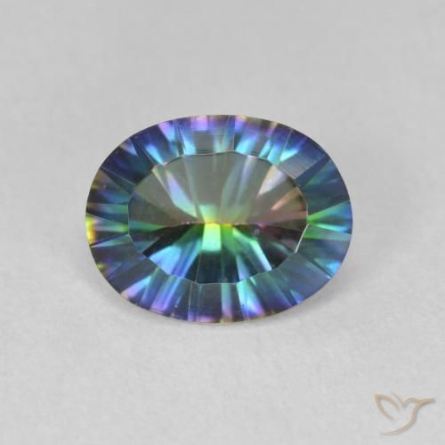 1.60ct Naturale Multicolore Quarzo mistico, Ovale, VVS-VS