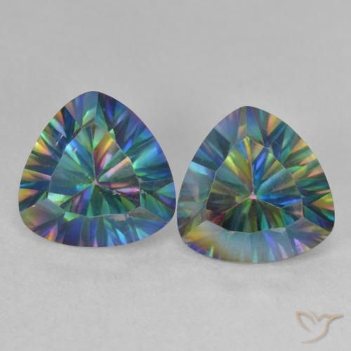 3.72ctw Naturale Multicolore Quarzo mistico, Taglio trillion, VS