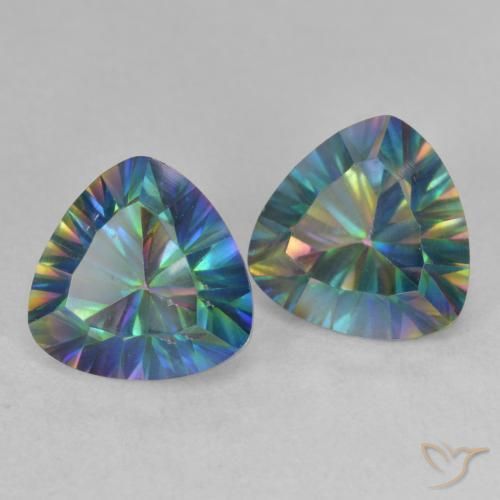 Gemme di Quarzo mistico Multicolore naturale da 3.72 ct, Taglio trillion, VS