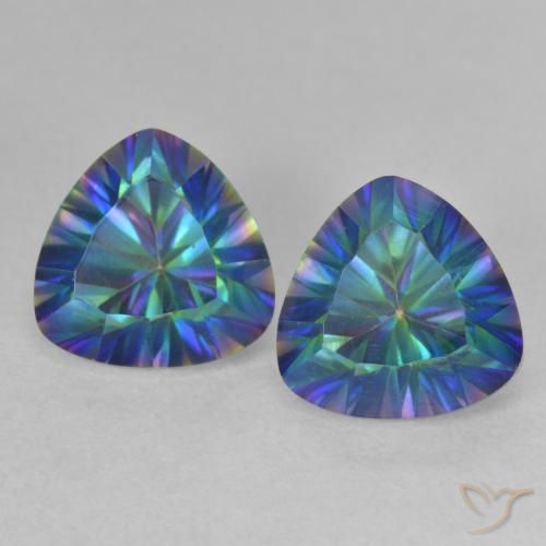 3.73ctw Naturale Multicolore Quarzo mistico, Taglio trillion, VS