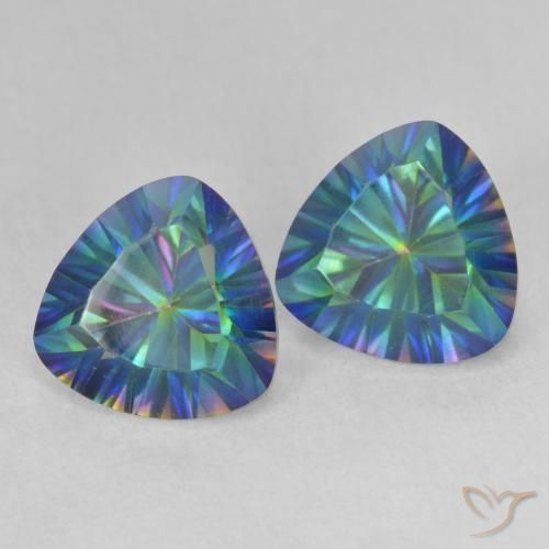 Gemme di Quarzo mistico Multicolore naturale da 3.70 ct, Taglio trillion, VVS-VS
