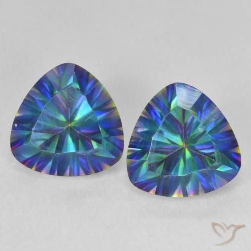 3.74ctw Naturale Multicolore Blu Quarzo mistico, Taglio trillion, VVS-VS