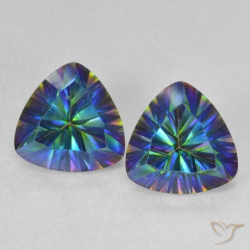 2.28ctw Naturale Multicolore Blu Quarzo mistico, Taglio trillion, VVS-VS