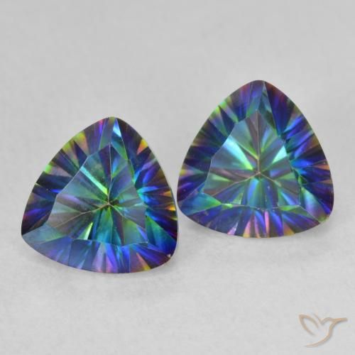 Gemme di Quarzo mistico Multicolore Blu naturale da 2.28 ct, Taglio trillion, VVS-VS