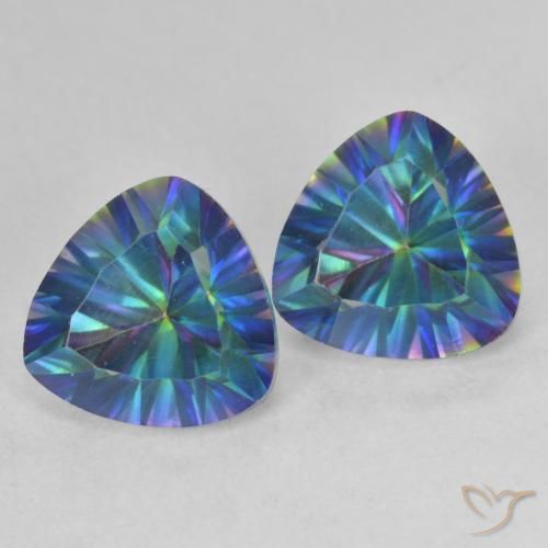 Gemme di Quarzo mistico Multicolore naturale da 3.71 ct, Taglio trillion, VVS-VS