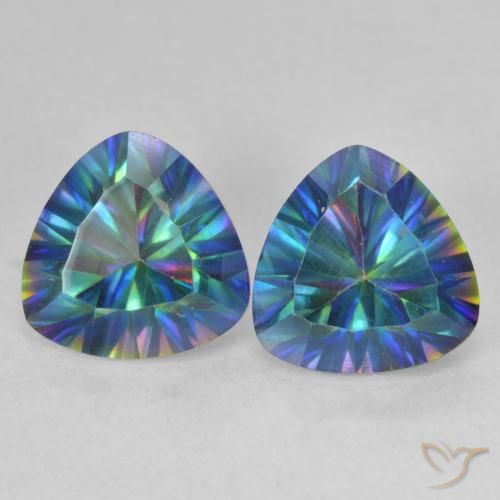 3.60ctw Naturale Multicolore Quarzo mistico, Taglio trillion, VVS-VS