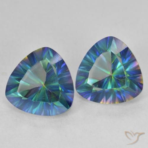 Gemme di Quarzo mistico Multicolore naturale da 3.65 ct, Taglio trillion, VVS-VS