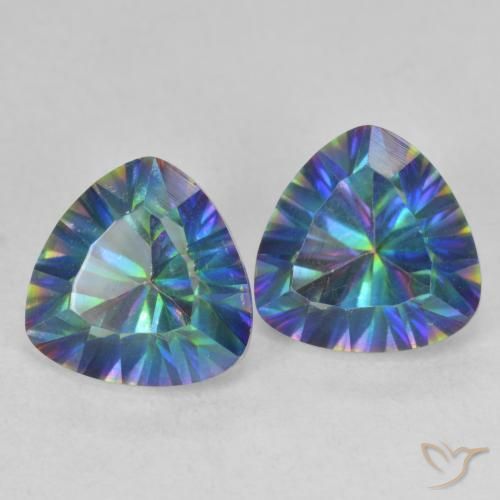 Gemme di quarzo mistico multicolore naturale da 3,64 ct, trillion, VVS-VS