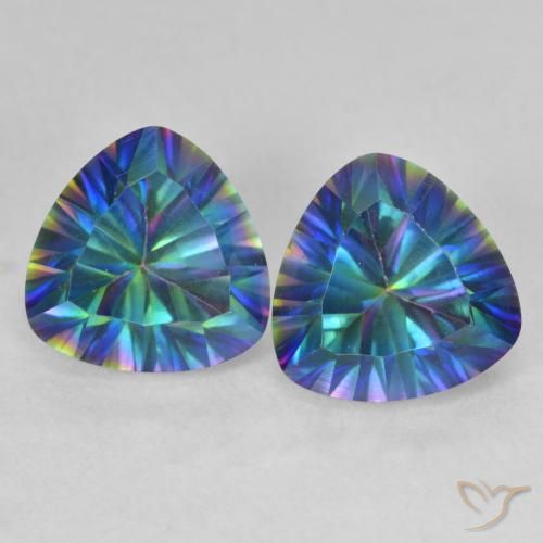 3.60ctw Naturale Multicolore Quarzo mistico, Taglio trillion, VVS-VS