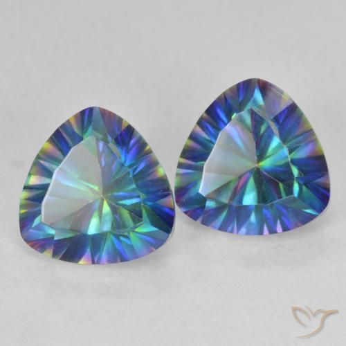 Gemme di Quarzo mistico Multicolore naturale da 3.60 ct, Taglio trillion, VVS-VS