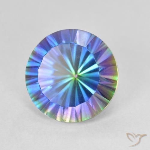 Quarzo mistico naturale multicolore da 3,76 ct, taglio rotondo, VVS-VS