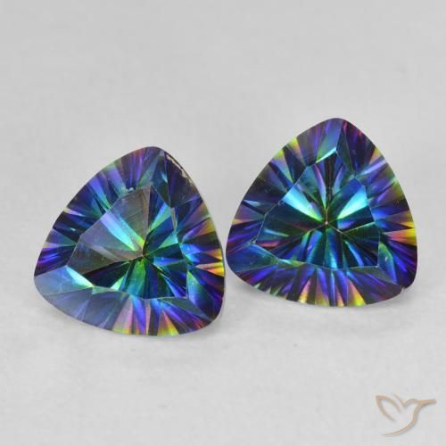 Gemme di Quarzo mistico Multicolore naturale da 2.28 ct, Taglio trillion, VVS-VS