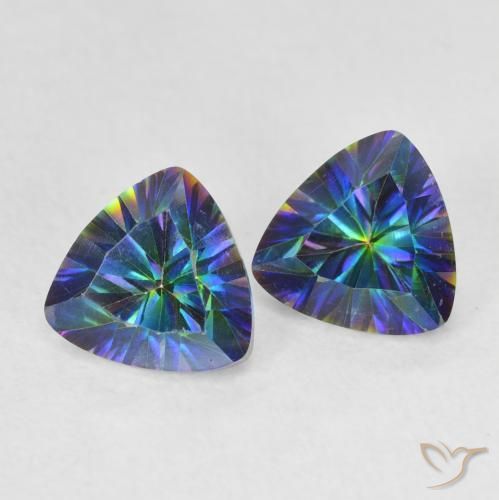 Gemme di Quarzo mistico Multicolore naturale da 1.46 ct, Taglio trillion, VVS-VS