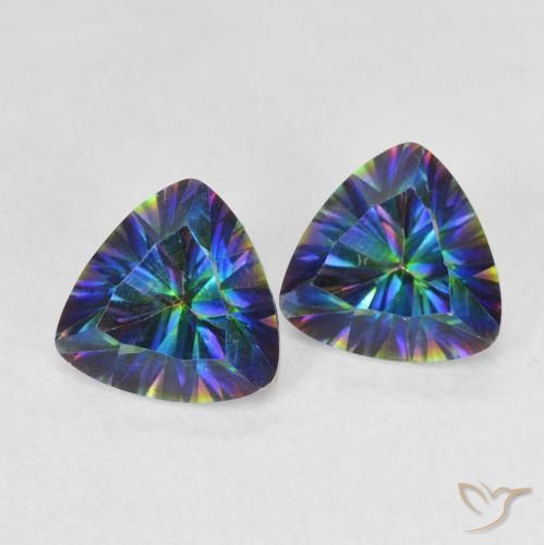 Gemme di Quarzo mistico Multicolore naturale da 1.41 ct, Taglio trillion, VVS-VS