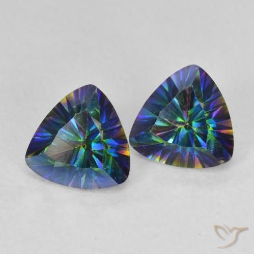 Gemme di Quarzo mistico Multicolore naturale da 1.42 ct, Taglio trillion, VVS-VS