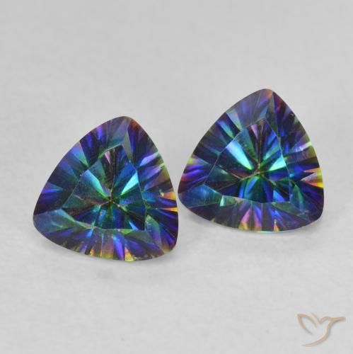 Gemme di Quarzo mistico Multicolore naturale da 1.45 ct, Taglio trillion, VVS-VS