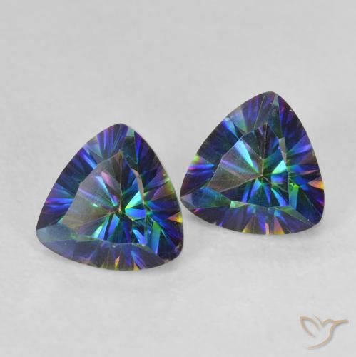 Quarzo mistico naturale multicolore da 1,44 ct, trillion, VVS-VS